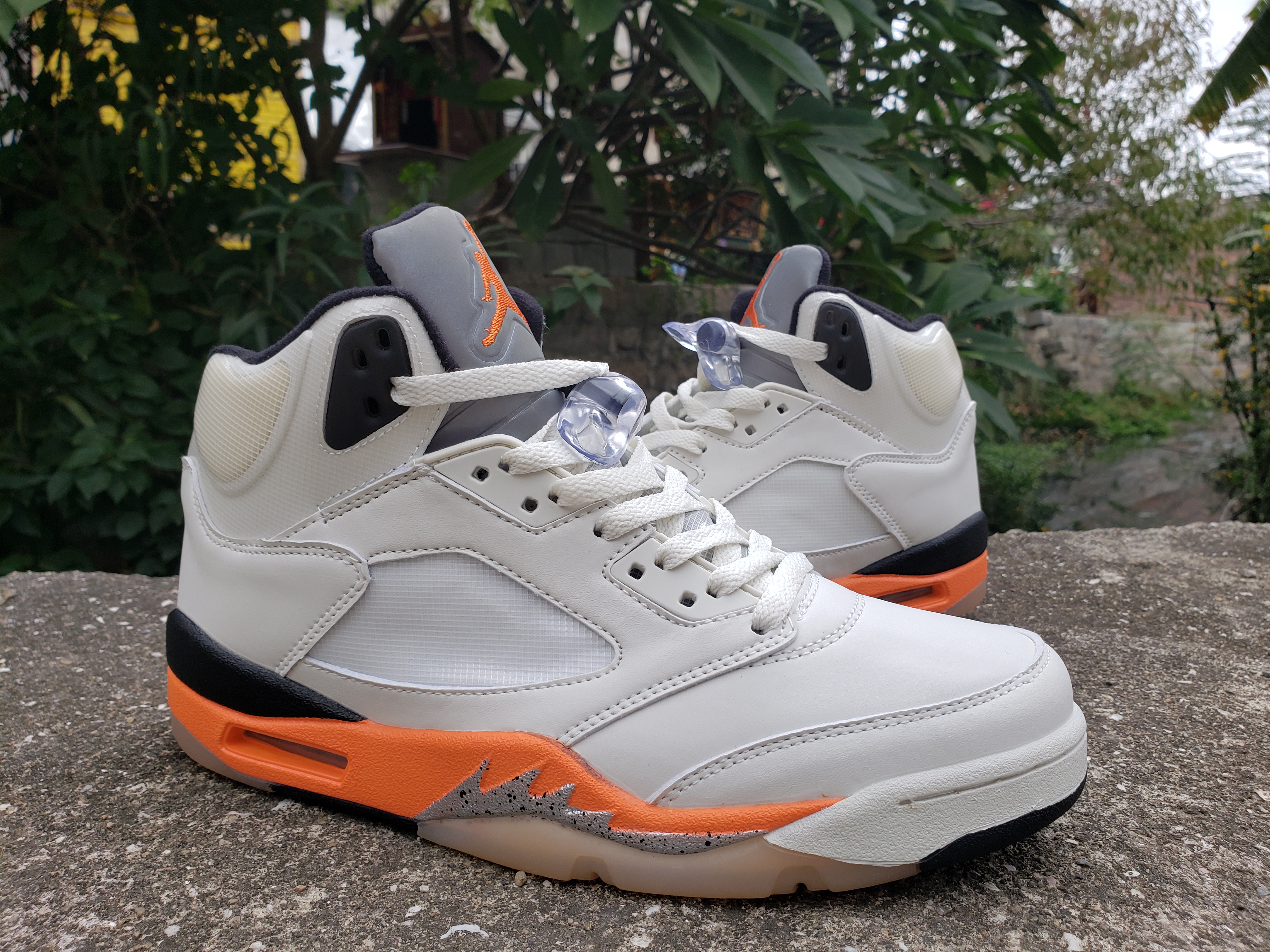 Air Jordan 5 Skateboard White Orange Black Shoes - Click Image to Close